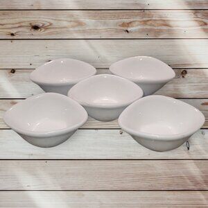 Set of 5 - White Ceramic Condiment Sauce Dish Dipping Bowls (Black Rock Grill)